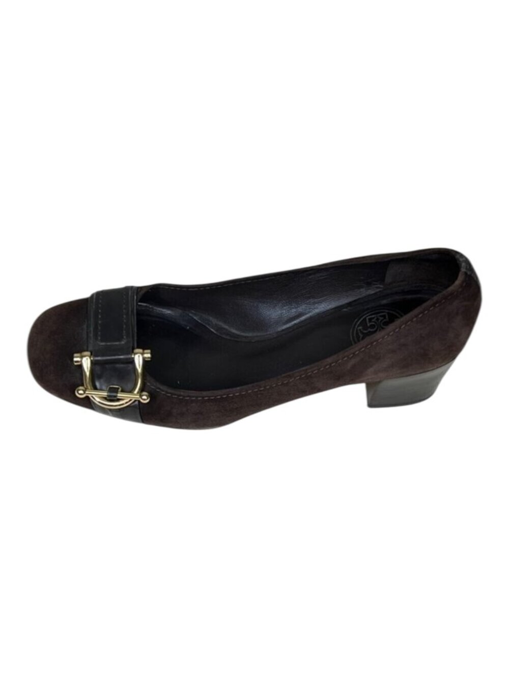 Tory Burch Noel Suede Horse Bit Block Heel Preppy Old Money Classic